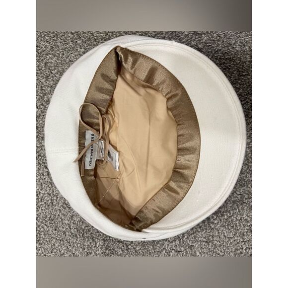 Helen Kaminski Cream Baker Boy Cap with Gold Pin main image 6